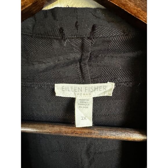 EILEEN FISHER WOMAN Black Organic Cotton Shadow Square Kimono Jacket Size 2XL - Picture 9 of 11
